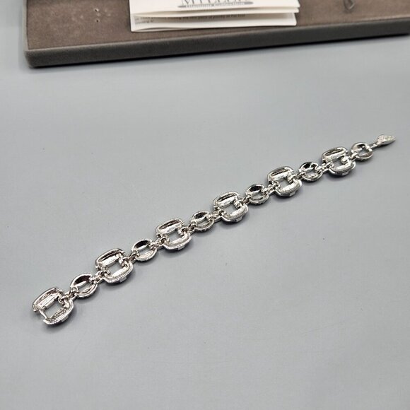 Nolan Miller Bali Bracelet Curb Link Chain Sparkly Crystal Purple Silver Tone - Picture 6 of 12